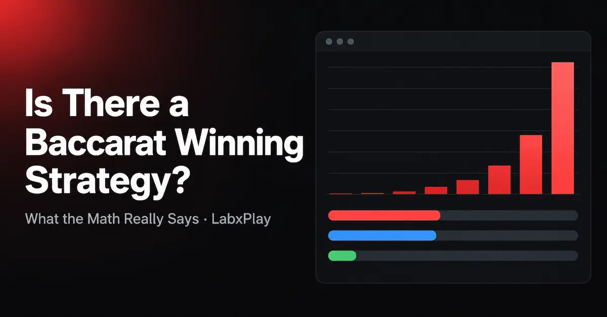 Bar chart showing how Martingale bets grow, with Banker, Player and Tie win chances – LabxPlay